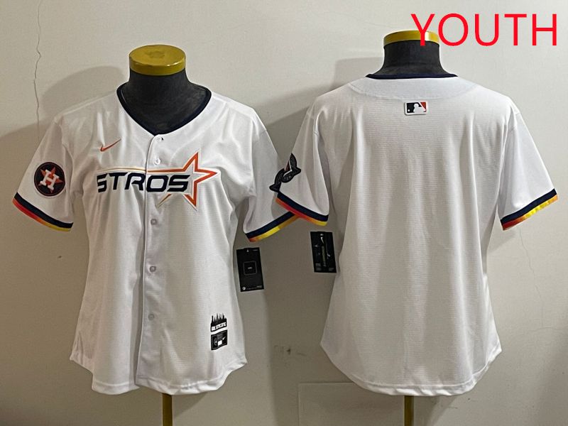 Youth Houston Astros Blank White three generations Joint Name Nike 2025 MLB Jersey style 3->youth mlb jersey->Youth Jersey